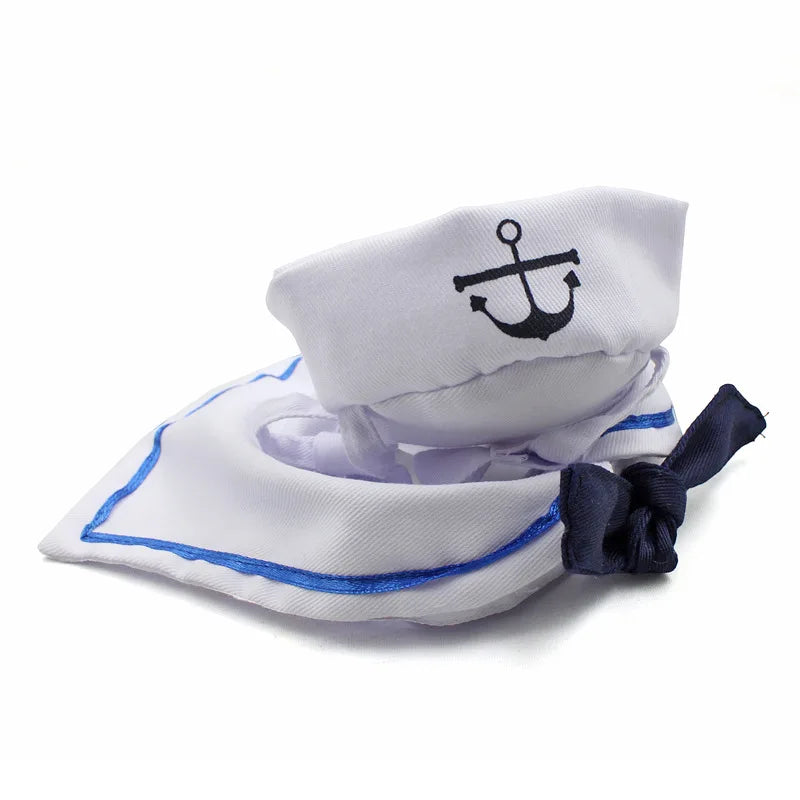 Sailor Costume for Dogs or Cats - White and Blue Navy