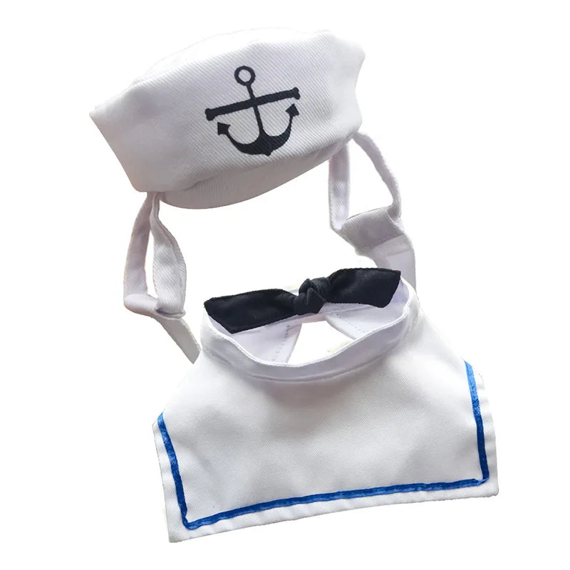 Sailor Costume for Dogs or Cats - White and Blue Navy