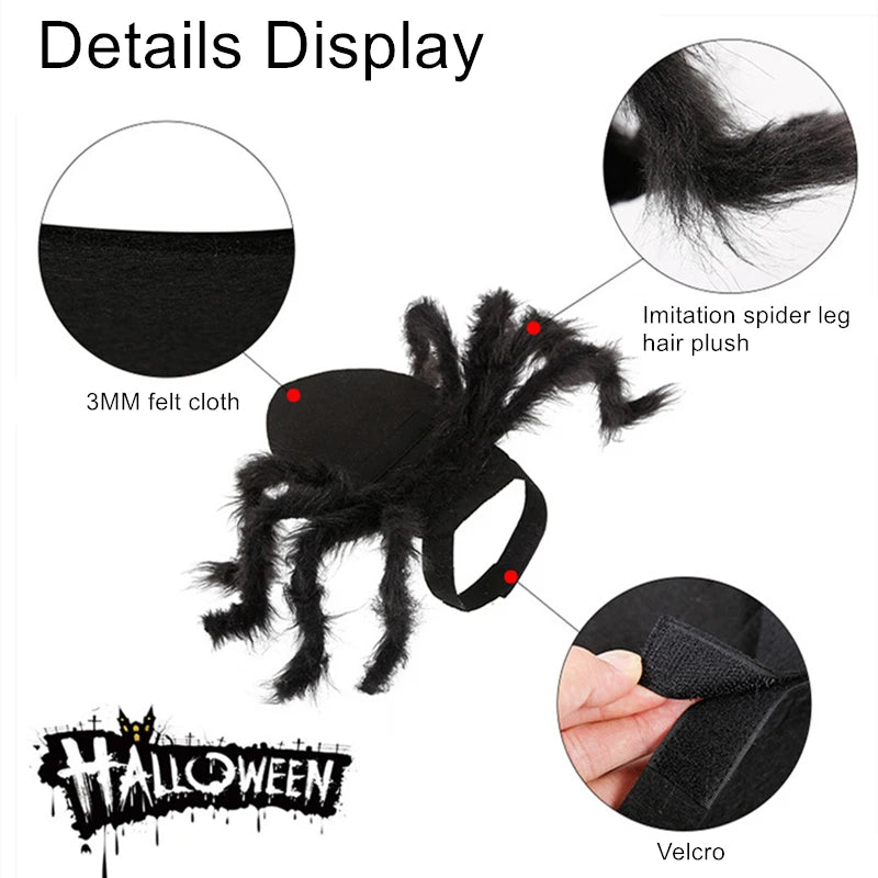 Spider Halloween Costume for Dog or Cat - Furry Black Spider
