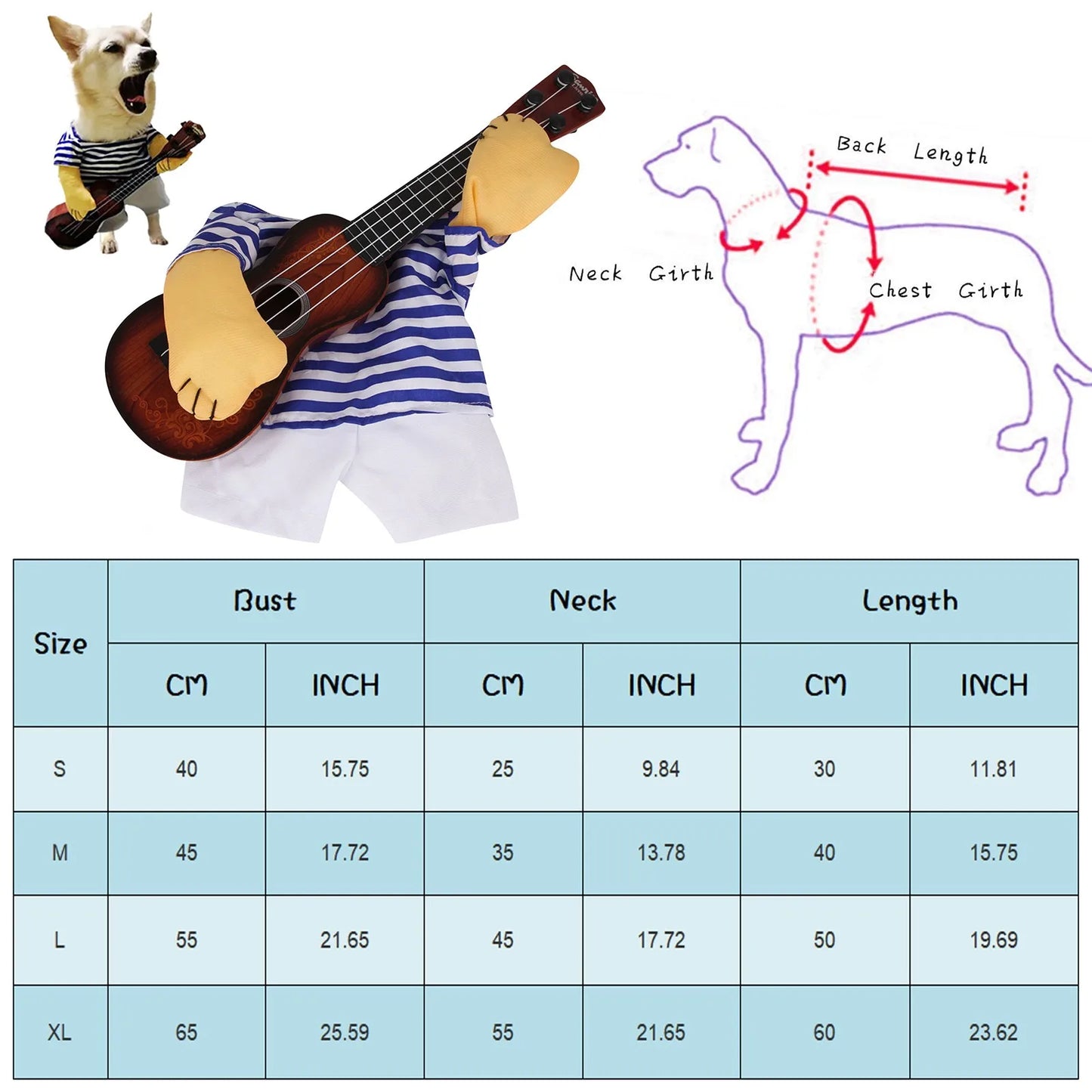 Rockstar Guitar Playing Halloween Costume for Dog or Cat