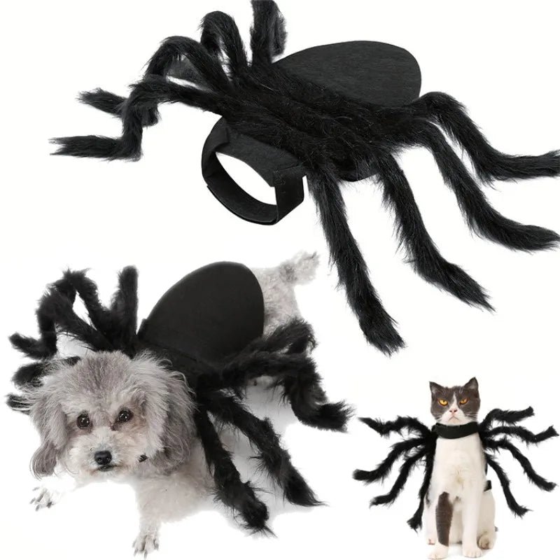Spider Halloween Costume for Dog or Cat - Furry Black Spider