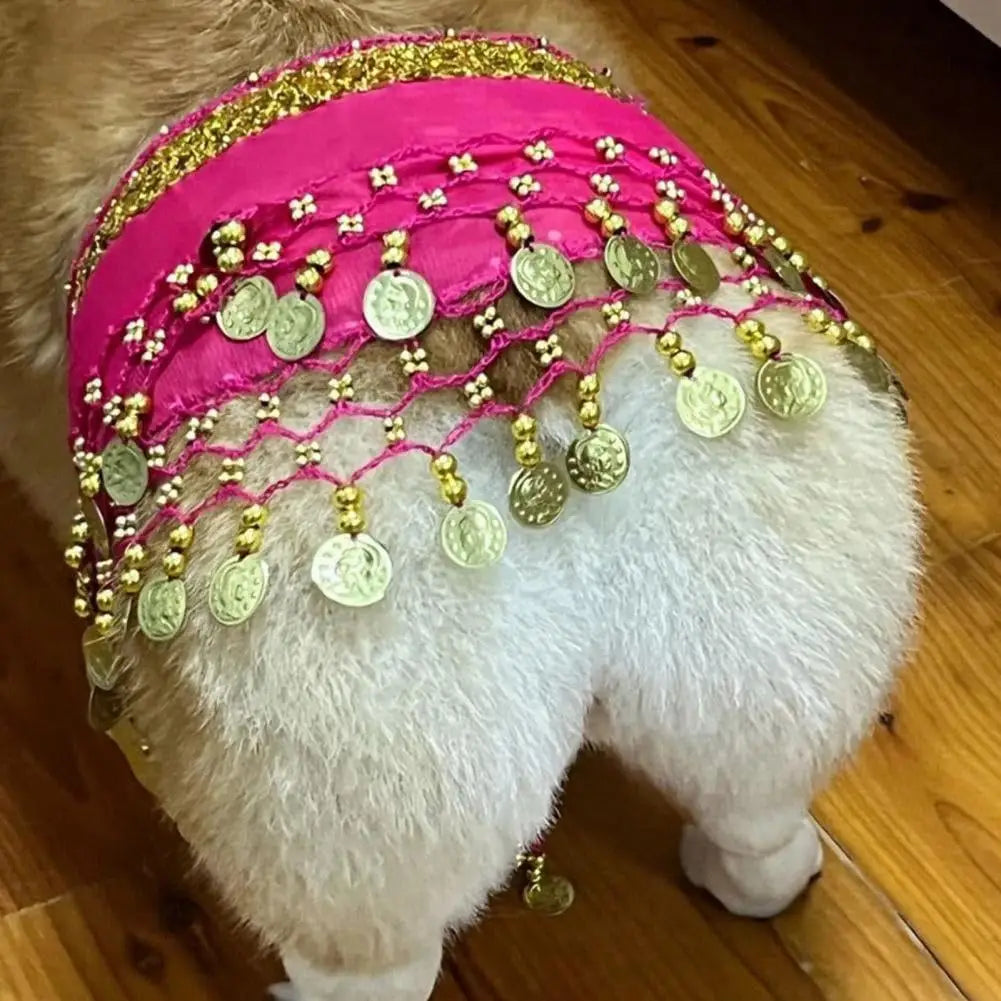 Belly Dancing Costume for Dogs and Cats - Sequined Waist Chain/Scarf