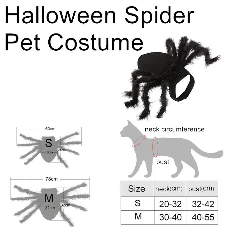 Spider Halloween Costume for Dog or Cat - Furry Black Spider