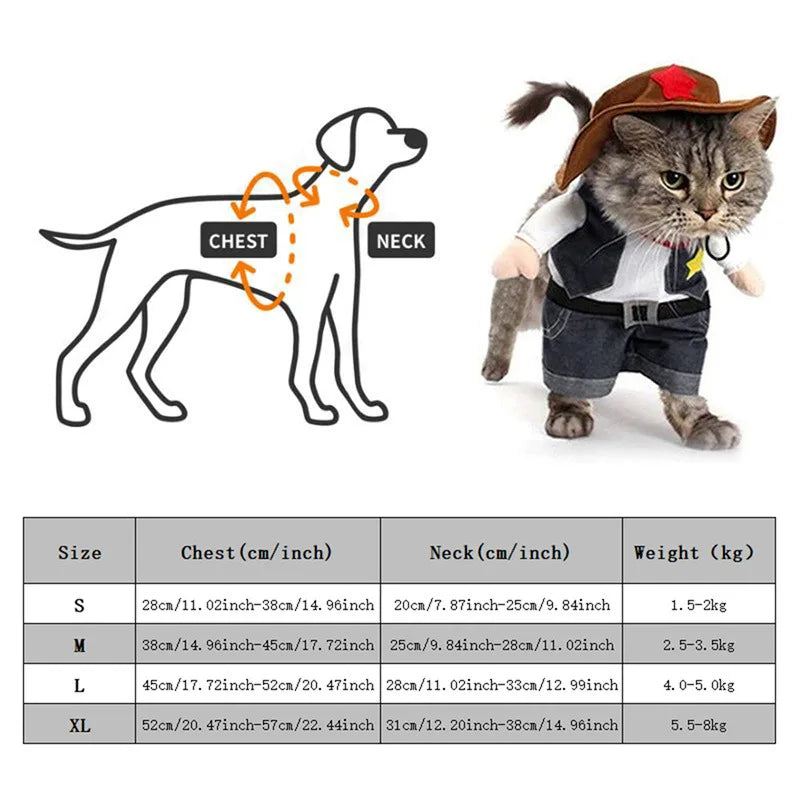 Wild West Cowboy Costume for Dog or Cat - Halloween Costume