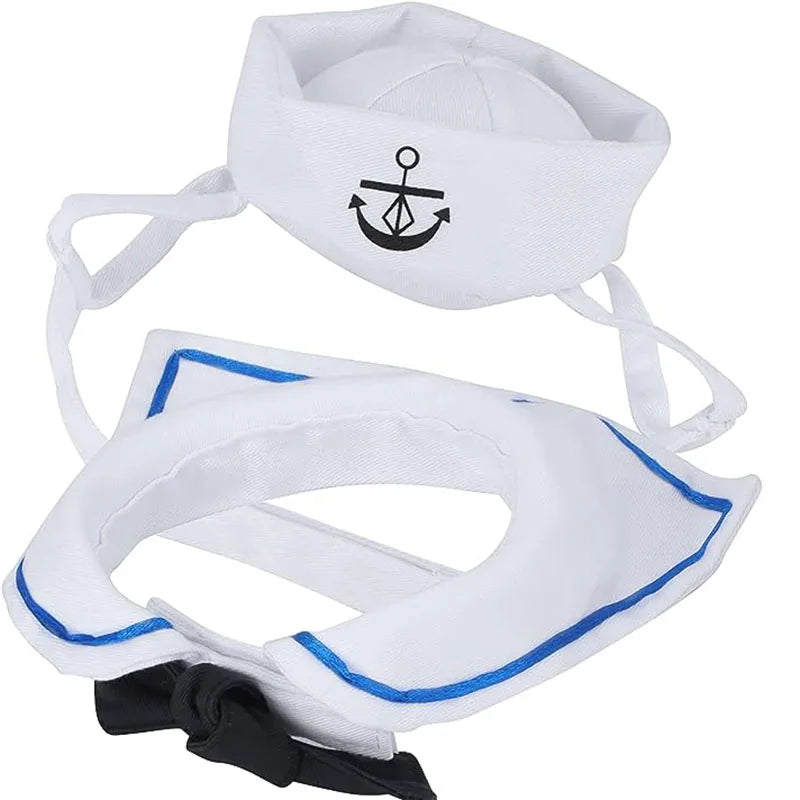 Sailor Costume for Dogs or Cats - White and Blue Navy