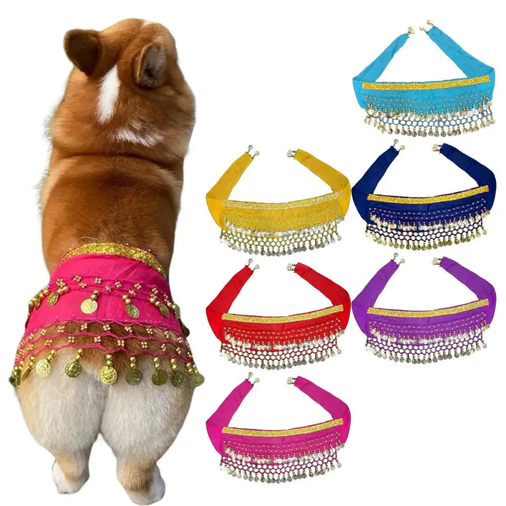 Belly Dancing Costume for Dogs and Cats - Sequined Waist Chain/Scarf