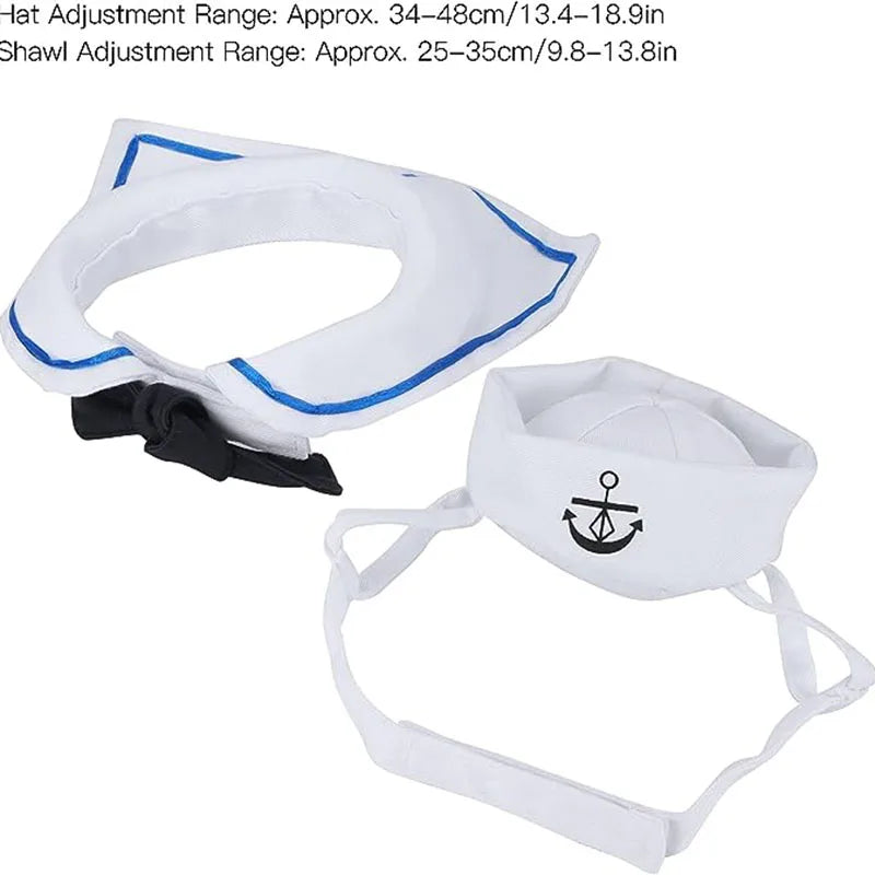 Sailor Costume for Dogs or Cats - White and Blue Navy